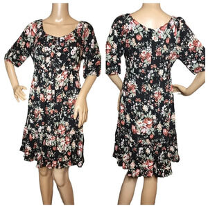 AKUALANI Black Pink White Floral Dress Size Medium